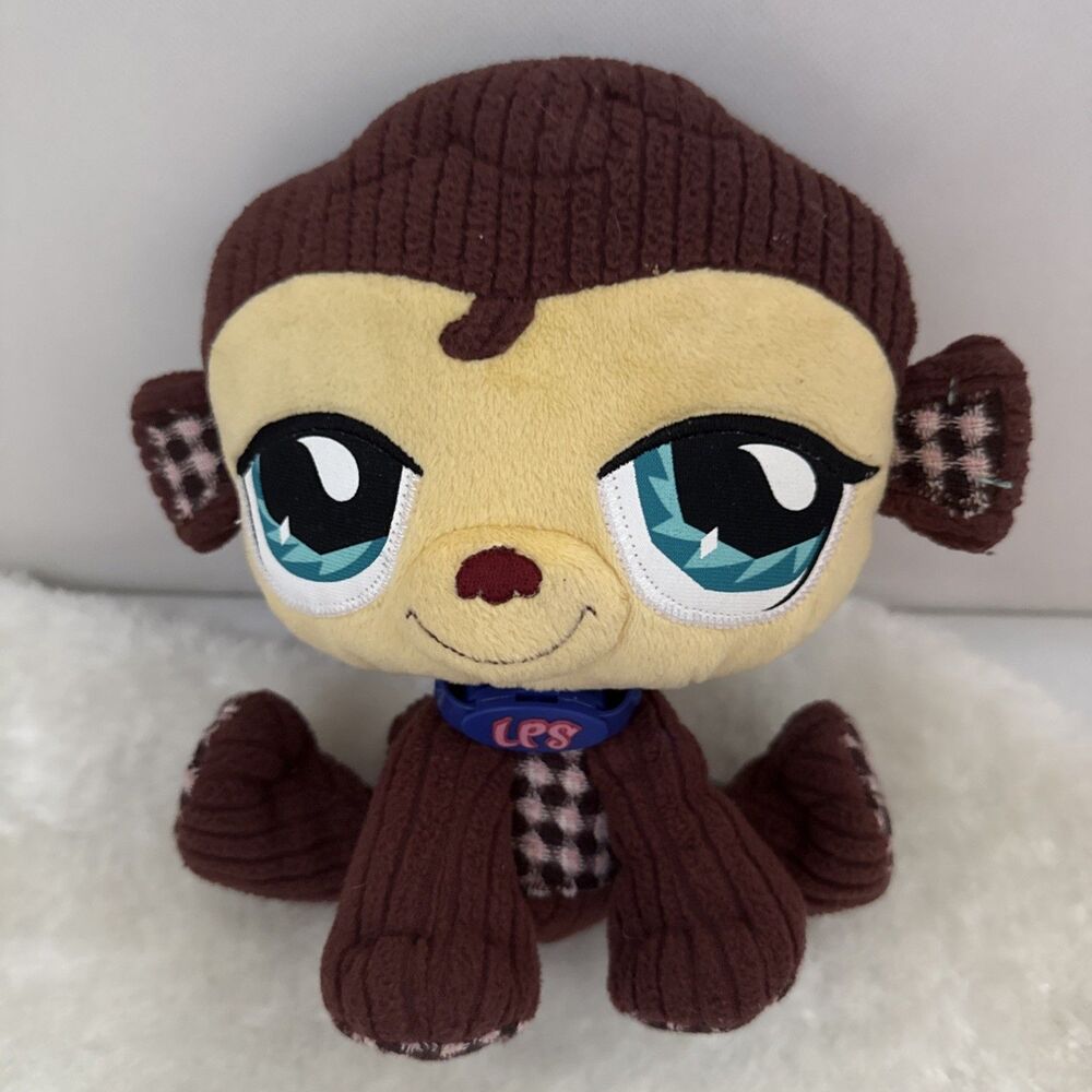 Littlest Pet Shop 2007 Adorable Vip Brown Monkey 9in Stuffed Plush Lps Toy Rare